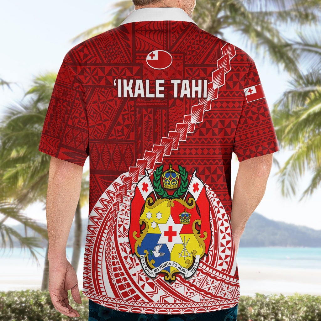 Tonga Rugby Hawaiian Shirt Tongan Ngatu Pattern White Version LT01 - Polynesian Pride