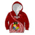 Tonga Rugby Kid Hoodie Tongan Ngatu Pattern White Version LT01 Zip Hoodie Red - Polynesian Pride