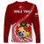 Tonga Rugby Long Sleeve Shirt Tongan Ngatu Pattern White Version LT01 - Polynesian Pride