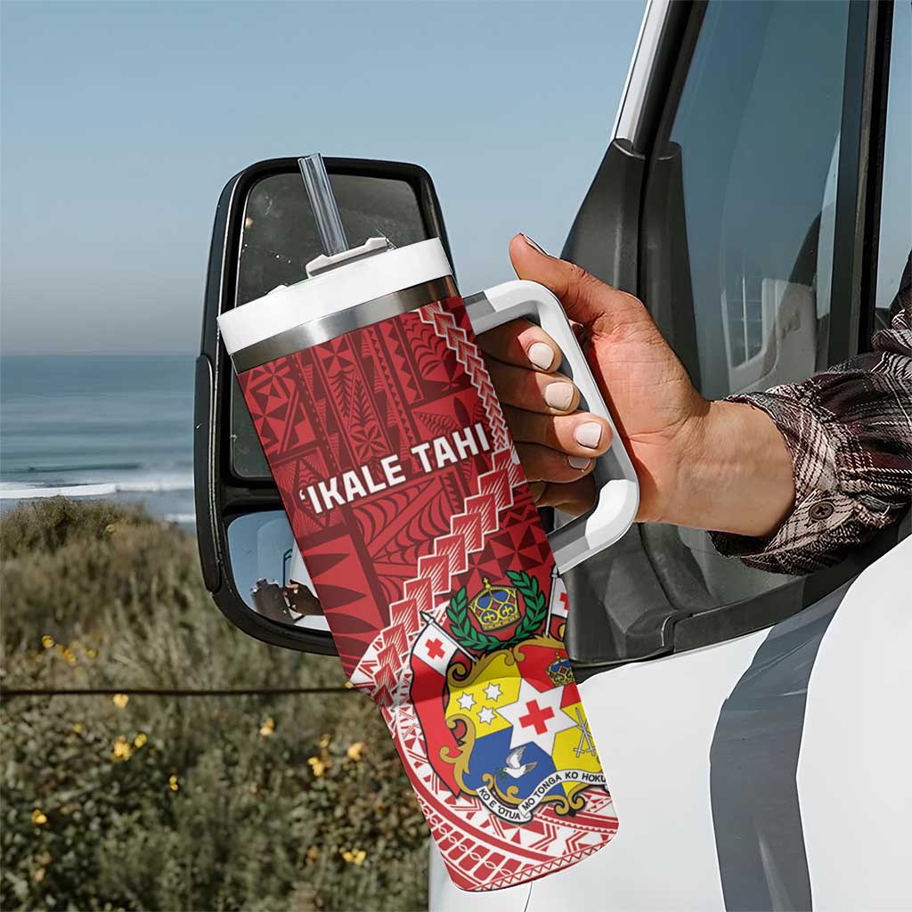 Tonga Rugby Tumbler With Handle Tongan Ngatu Pattern White Version