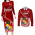 Custom Tonga Rugby Couples Matching Long Sleeve Bodycon Dress and Long Sleeve Button Shirts Tongan Ngatu Pattern White Version LT01 Red - Polynesian Pride