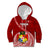 Custom Tonga Rugby Kid Hoodie Tongan Ngatu Pattern White Version LT01 Red - Polynesian Pride