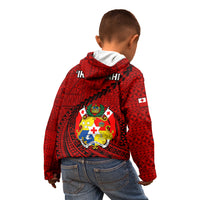 Tonga Rugby Kid Hoodie Tongan Ngatu Pattern Black Version LT01 - Polynesian Pride