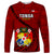 Tonga Rugby Long Sleeve Shirt Tongan Ngatu Pattern Black Version LT01 Unisex Red - Polynesian Pride