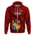 Custom Tonga Rugby Hoodie Tongan Ngatu Pattern Black Version LT01 Zip Hoodie Red - Polynesian Pride