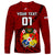 Custom Tonga Rugby Long Sleeve Shirt Tongan Ngatu Pattern Black Version LT01 - Polynesian Pride