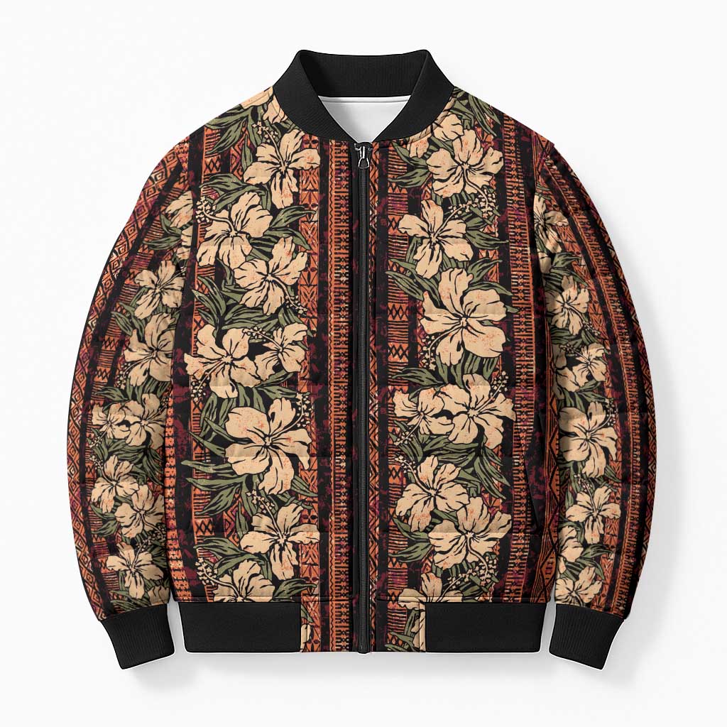 Hawaii Hibiscus Bomber Puffer Jacket Retro Style - Polynesian Pride