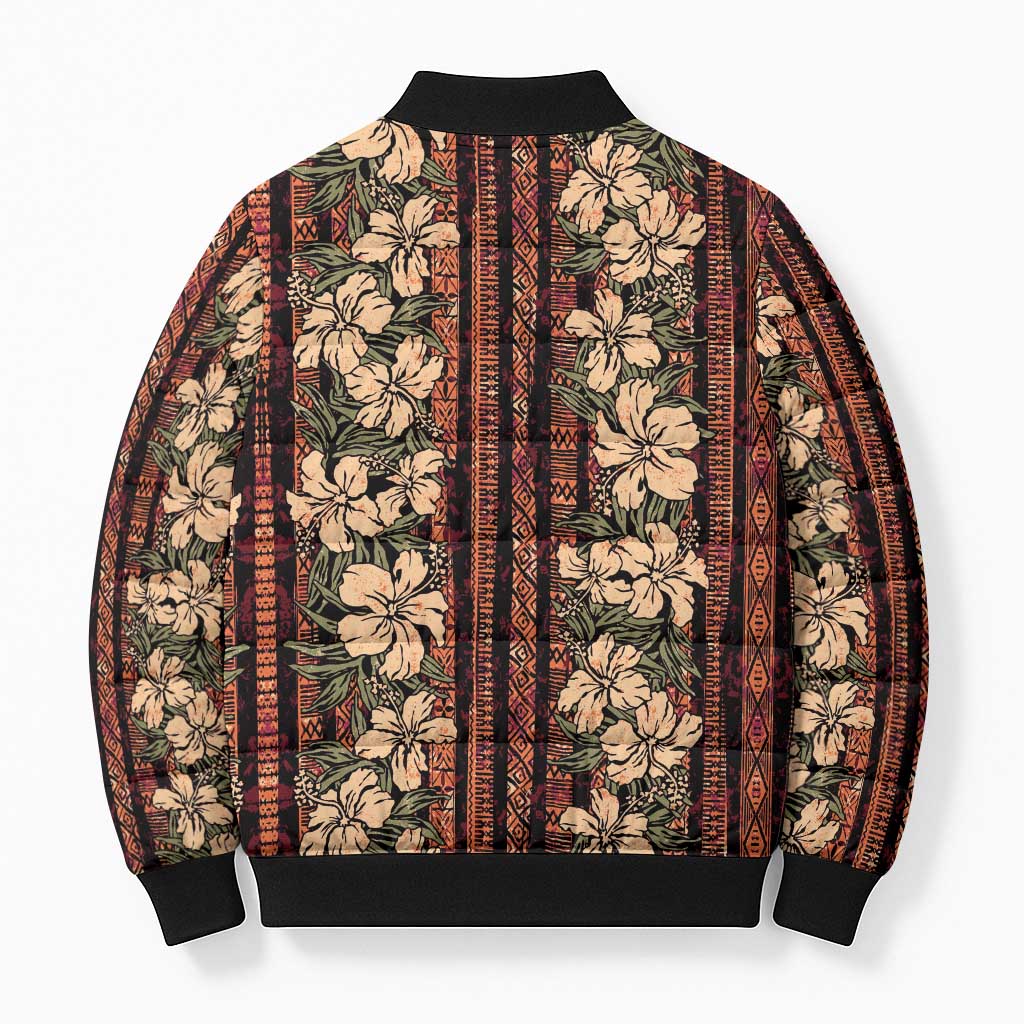 Hawaii Hibiscus Bomber Puffer Jacket Retro Style - Polynesian Pride