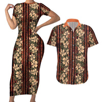 Hawaii Hibiscus Couples Matching Short Sleeve Bodycon Dress and Hawaiian Shirt Retro Style - Polynesian Pride