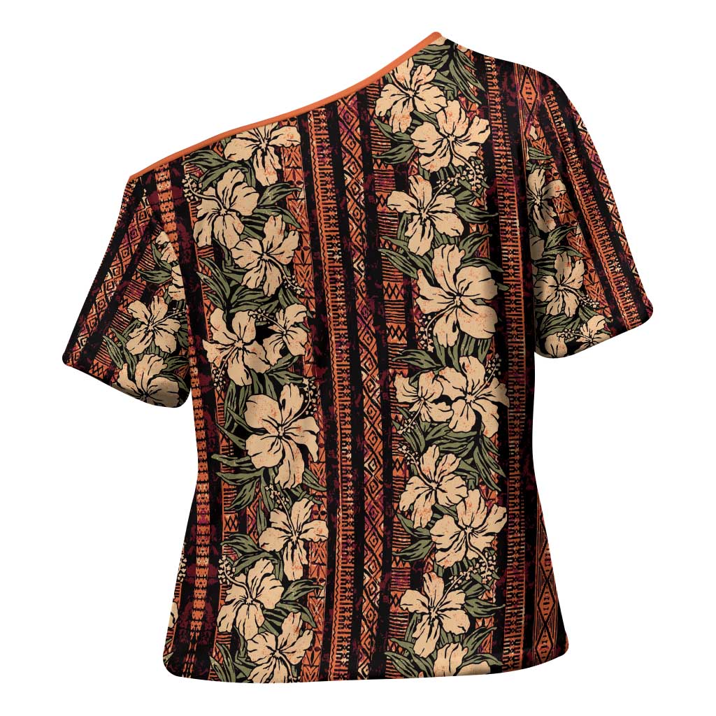 Hawaii Hibiscus Cross Shoulder Shirt Retro Style - Polynesian Pride