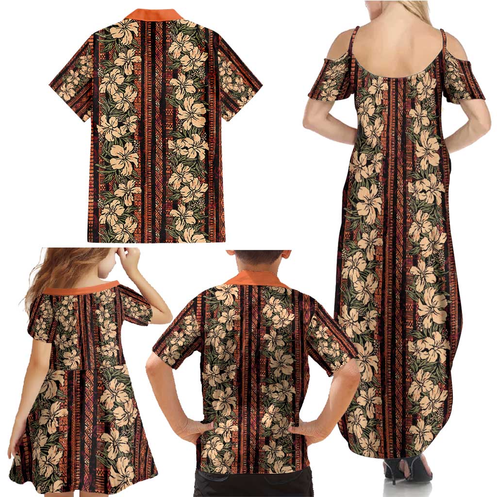 Hawaii Hibiscus Family Matching Summer Maxi Dress and Hawaiian Shirt Retro Style - Polynesian Pride