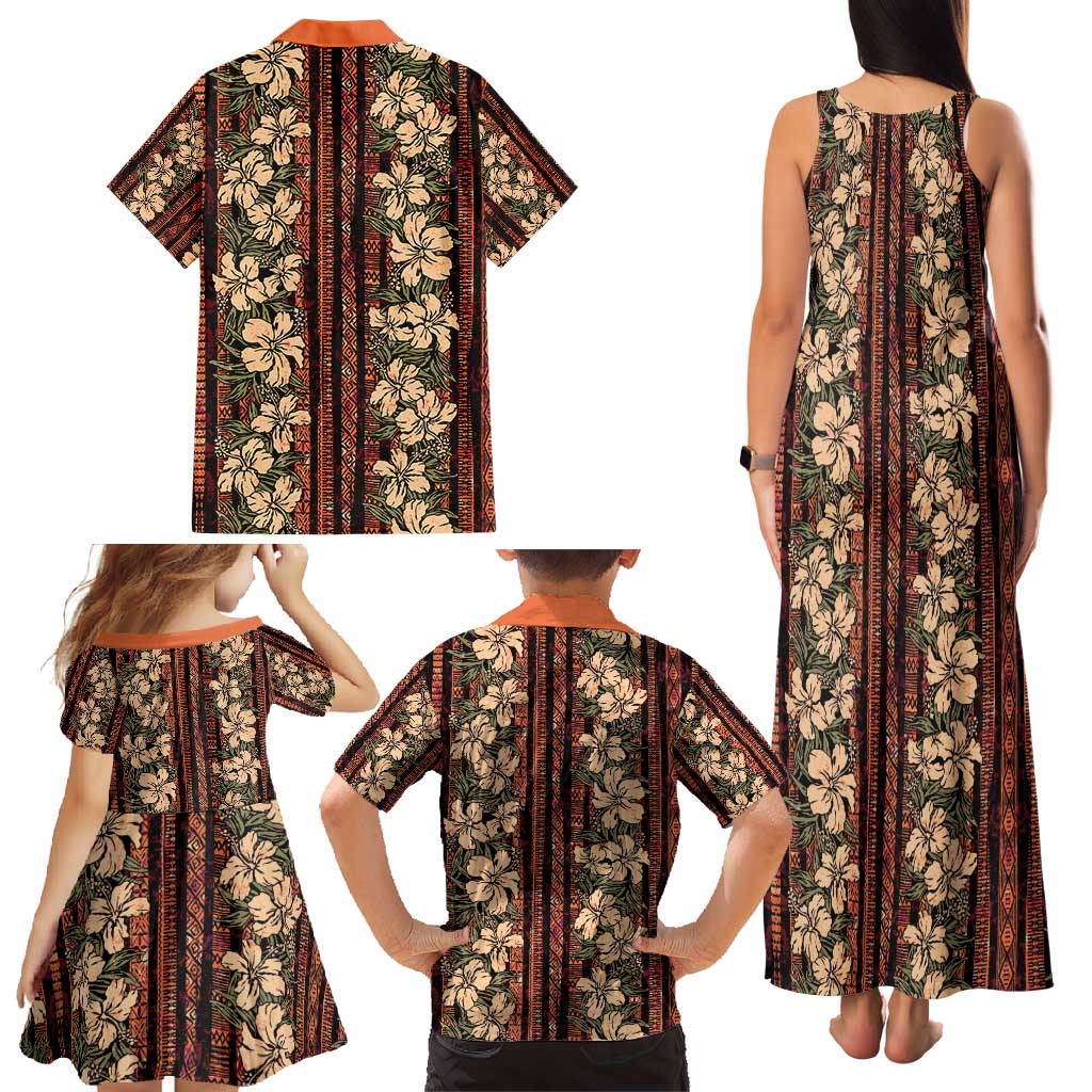 Hawaii Hibiscus Family Matching Tank Maxi Dress and Hawaiian Shirt Retro Style - Polynesian Pride