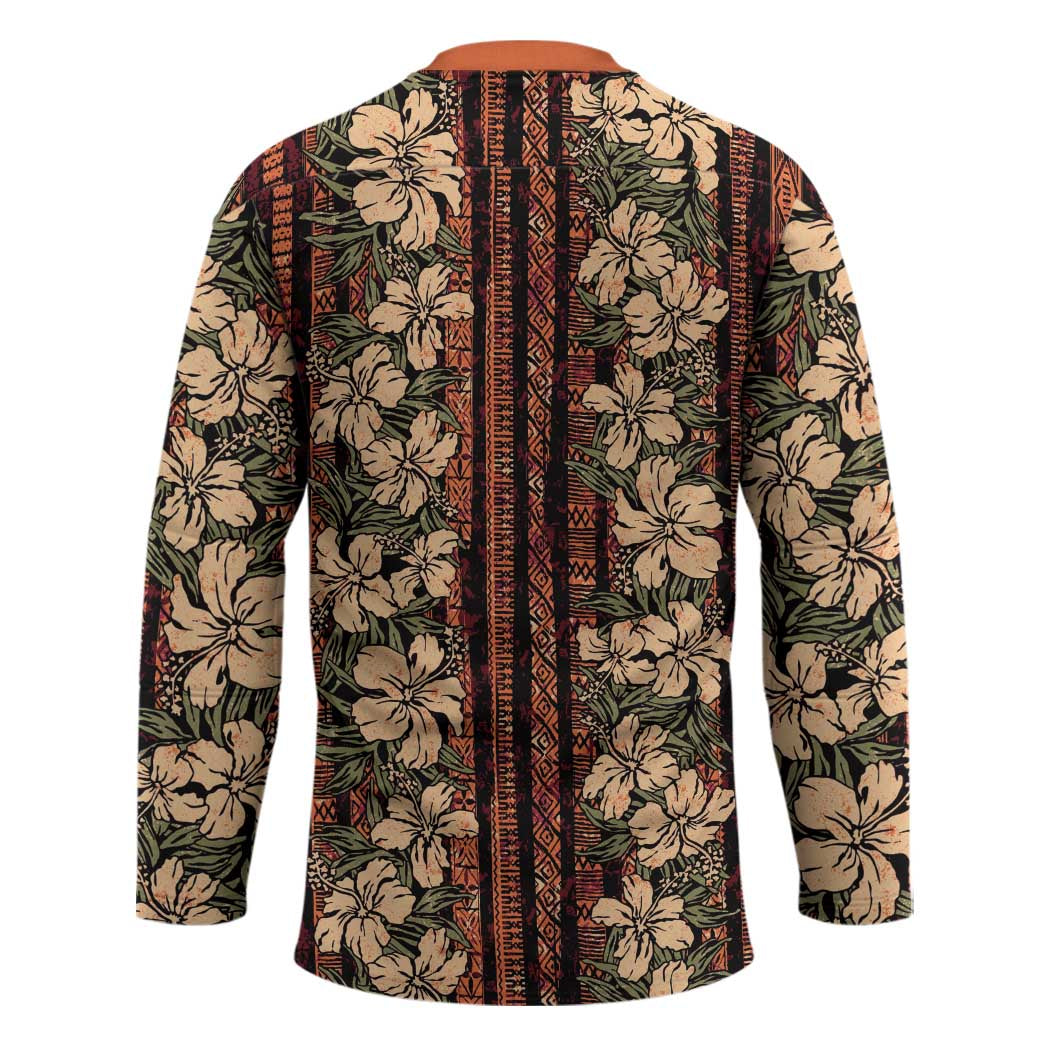 Hawaii Hibiscus Hockey Jersey Retro Style - Polynesian Pride