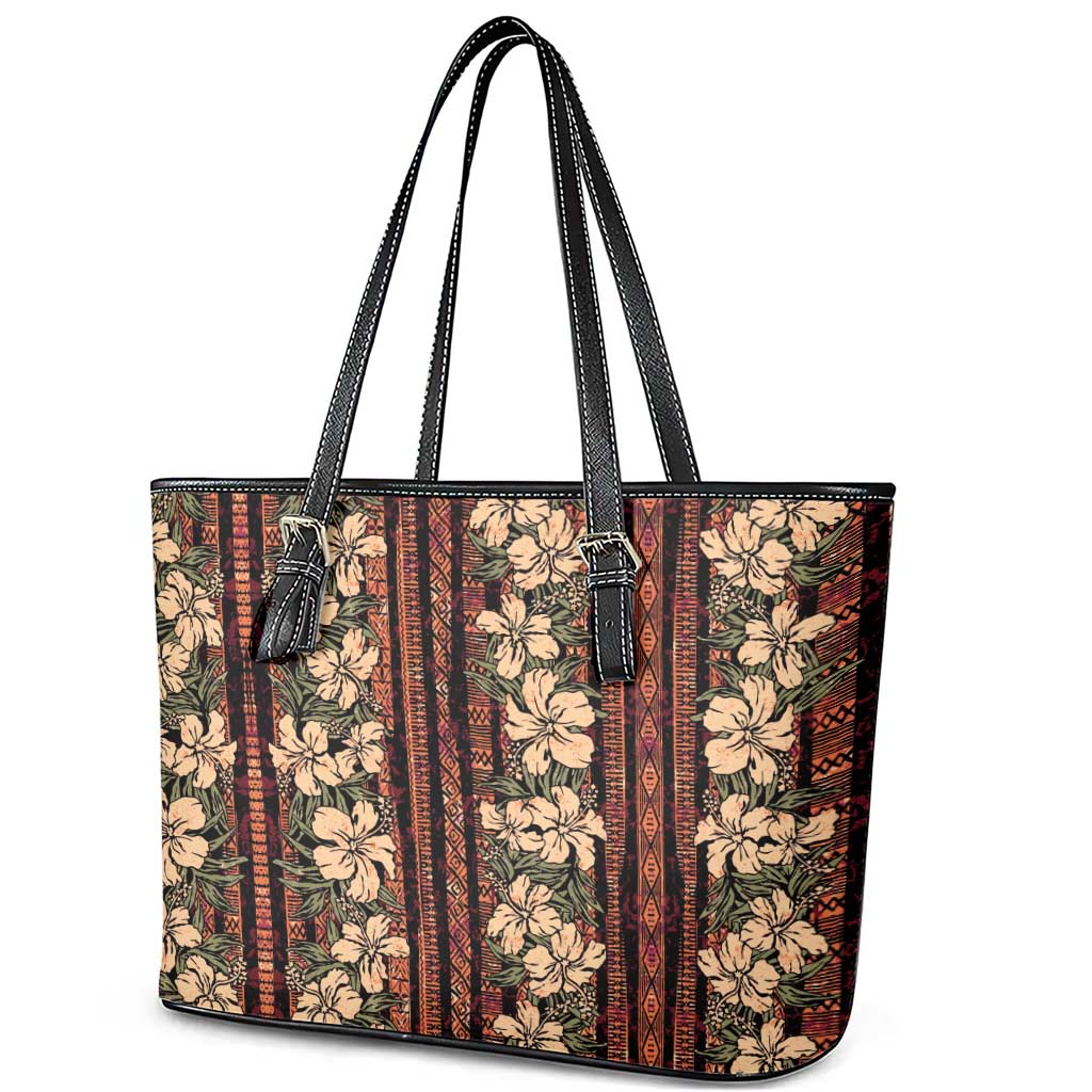 Hawaii Hibiscus Leather Tote Bag Retro Style - Polynesian Pride