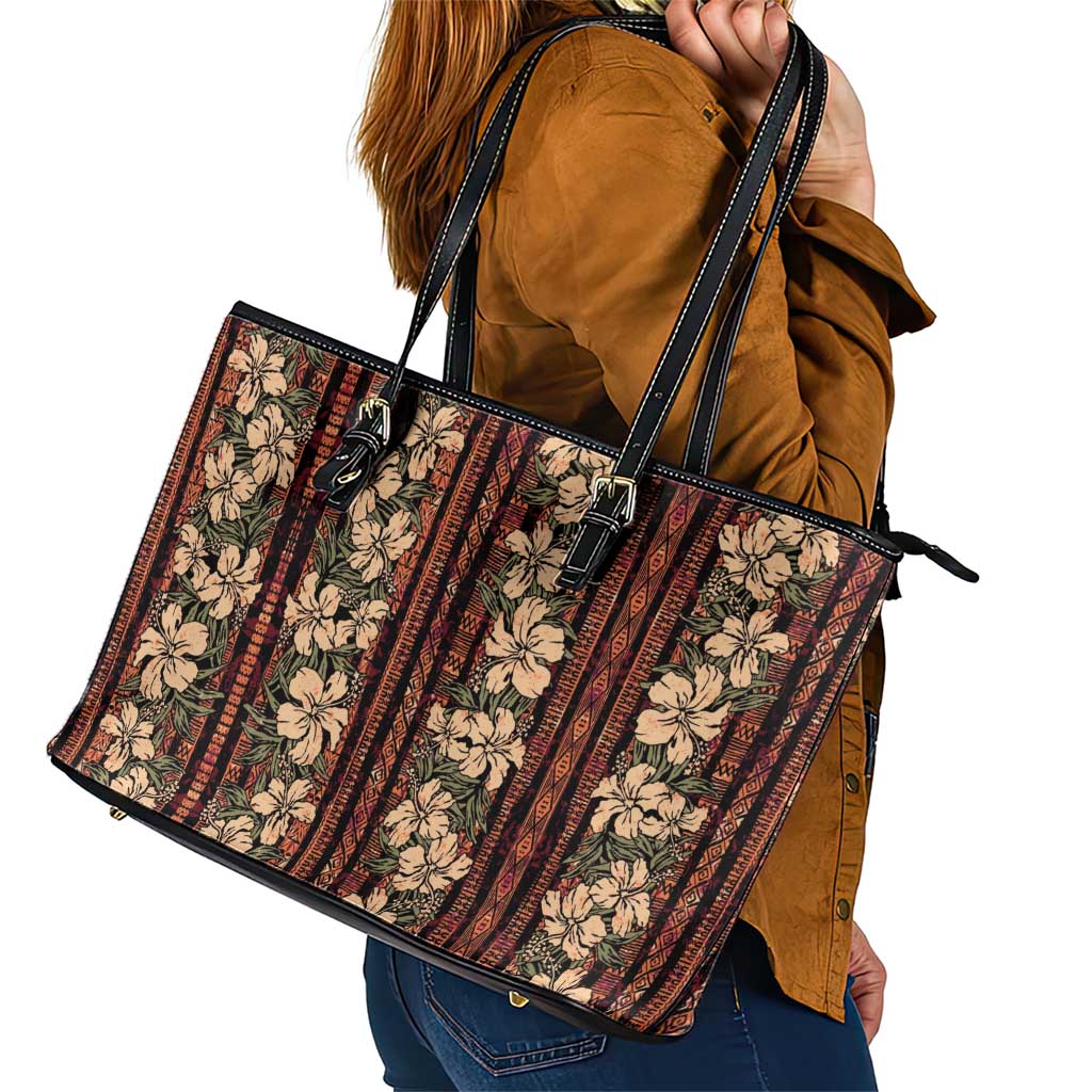 Hawaii Hibiscus Leather Tote Bag Retro Style - Polynesian Pride