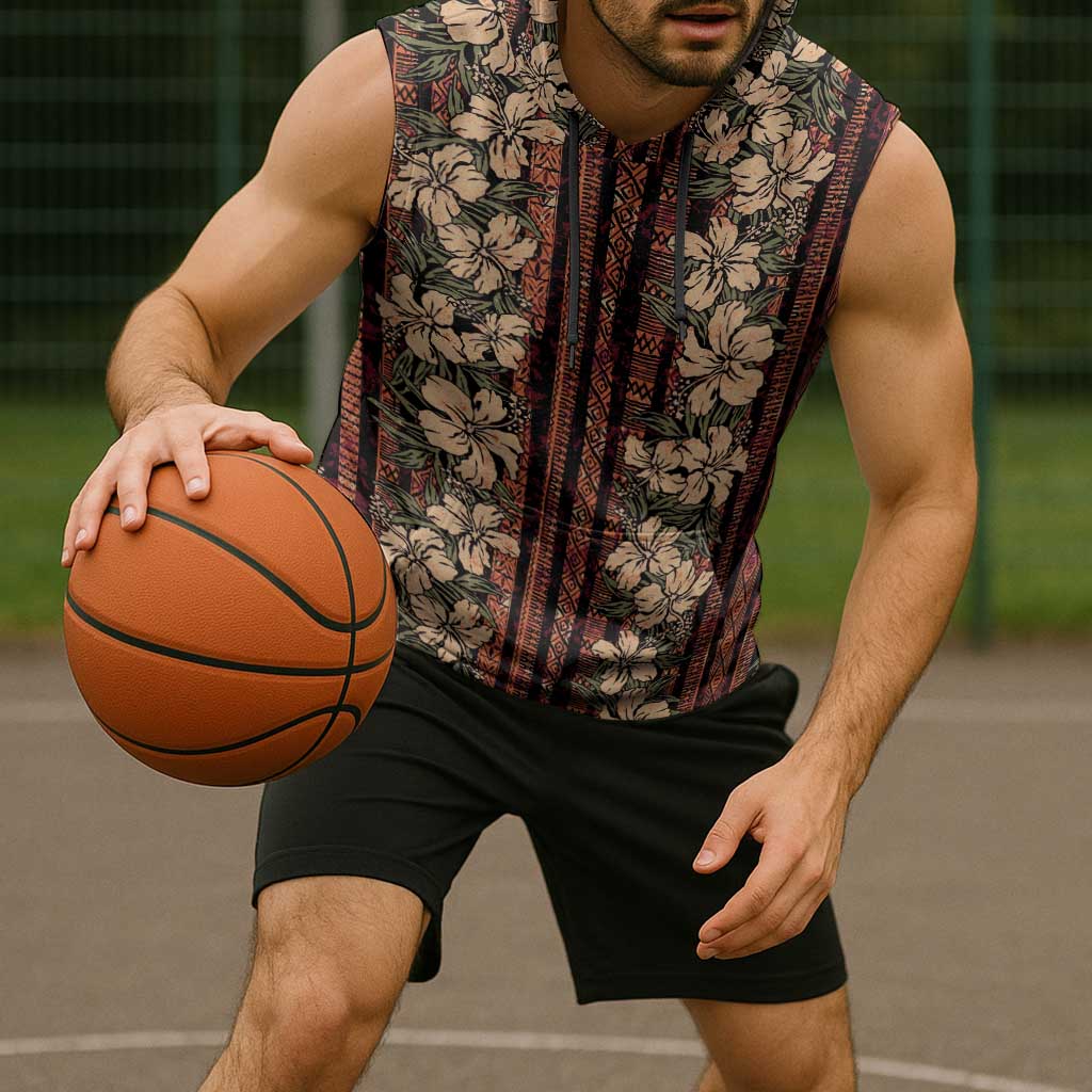 Hawaii Hibiscus Sleeveless Hoodie Retro Style - Polynesian Pride