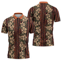 Hawaii Hibiscus Zipper Polo Shirt Retro Style - Polynesian Pride