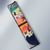 Hawaii Beach Landscape Time-Lapse Auto Sun Shade Tropical Plumeria Flowers - Polynesian Pride