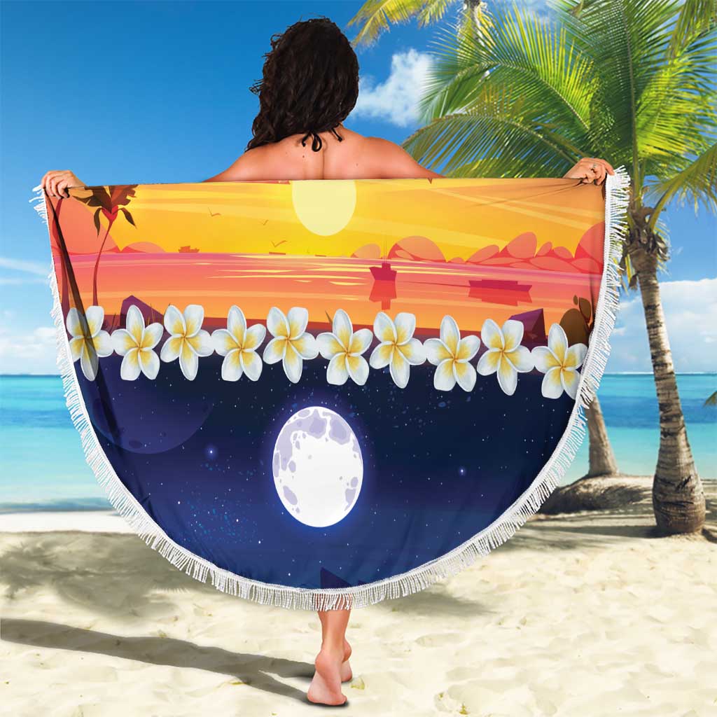 Hawaii Beach Landscape Time-Lapse Beach Blanket Tropical Plumeria Flowers - Polynesian Pride