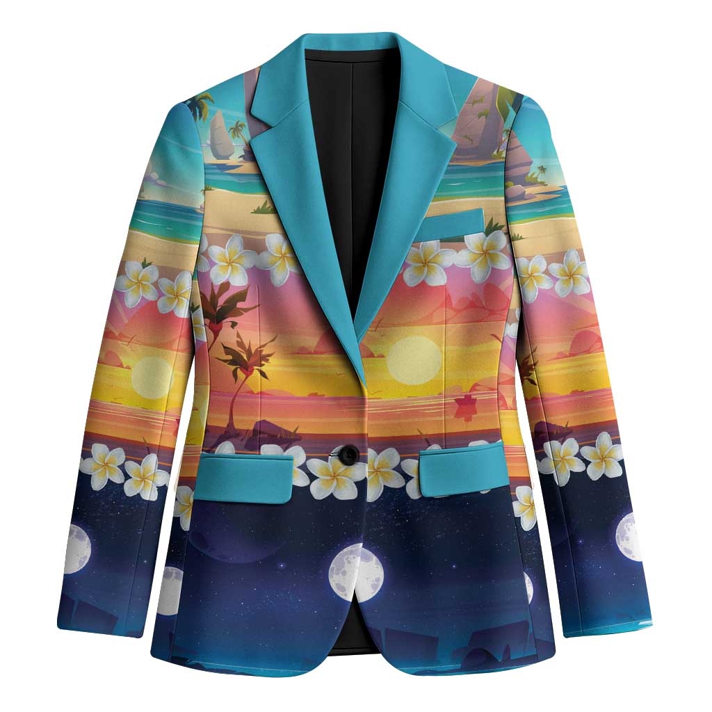 Hawaii Beach Landscape Time-Lapse Blazer Tropical Plumeria Flowers - Polynesian Pride