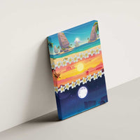 Hawaii Beach Landscape Time-Lapse Canvas Wall Art Tropical Plumeria Flowers - Polynesian Pride