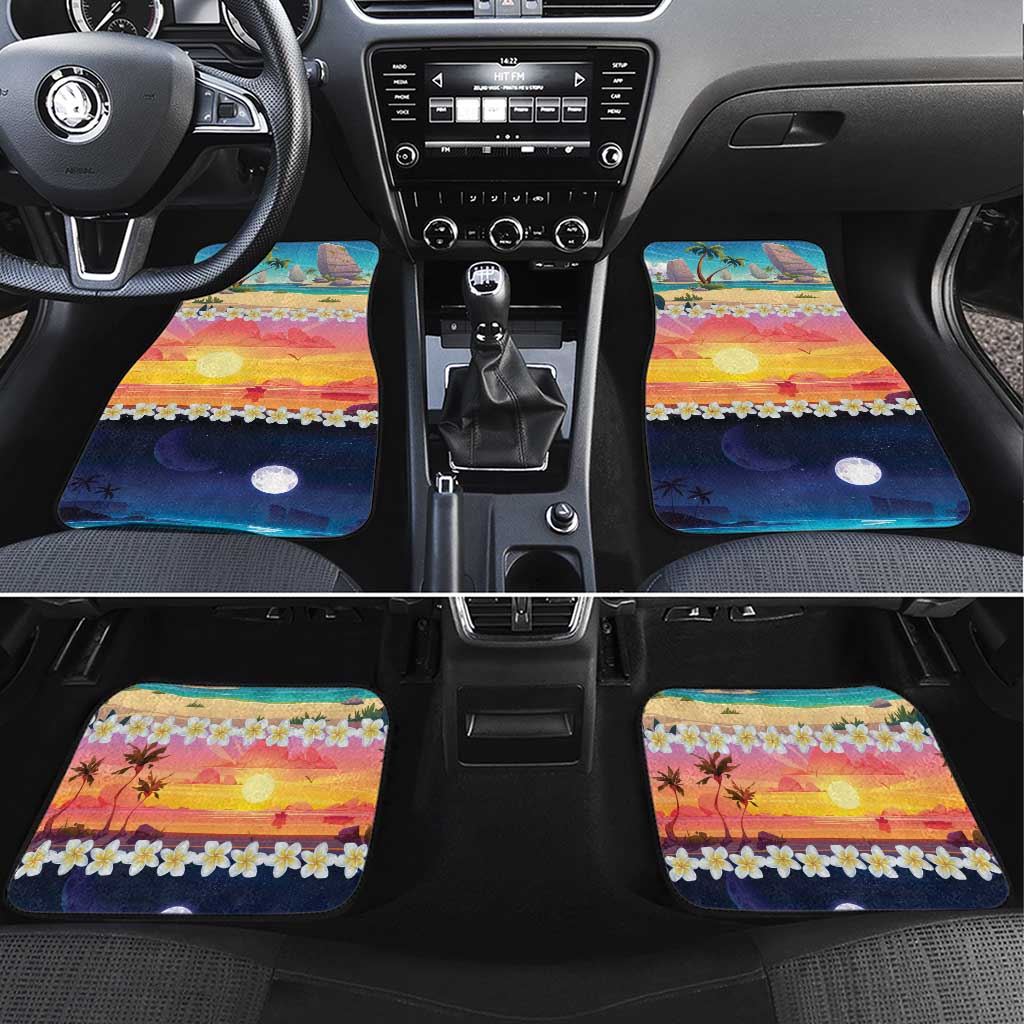 Hawaii Beach Landscape Time-Lapse Car Mats Tropical Plumeria Flowers - Polynesian Pride