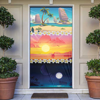 Hawaii Beach Landscape Time-Lapse Door Cover Tropical Plumeria Flowers - Polynesian Pride