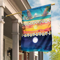 Hawaii Beach Landscape Time-Lapse Garden Flag Tropical Plumeria Flowers - Polynesian Pride