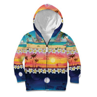 Hawaii Beach Landscape Time-Lapse Kid Hoodie Tropical Plumeria Flowers - Polynesian Pride