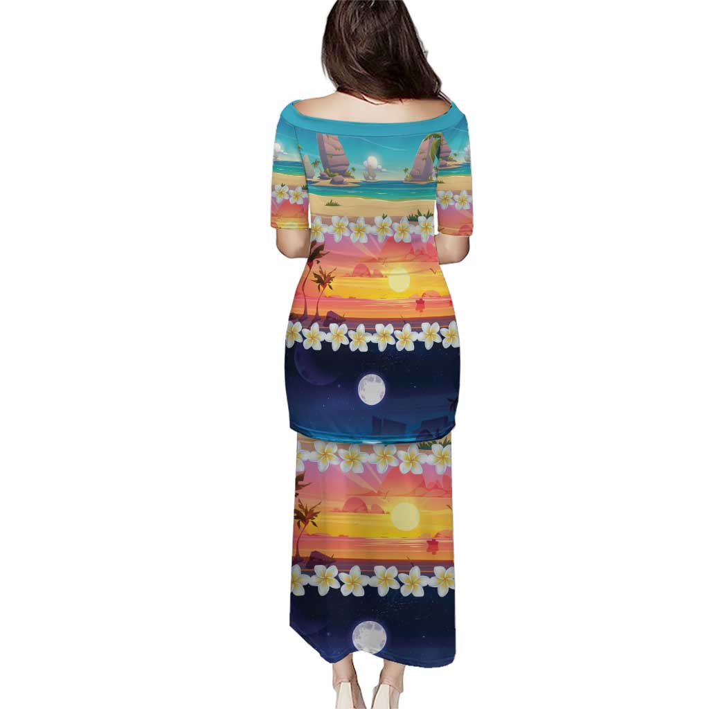 Hawaii Beach Landscape Time-Lapse Puletasi Tropical Plumeria Flowers - Polynesian Pride