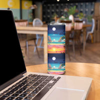 Hawaii Beach Landscape Time-Lapse Skinny Tumbler Tropical Plumeria Flowers - Polynesian Pride