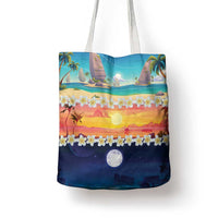 Hawaii Beach Landscape Time-Lapse Tote Bag Tropical Plumeria Flowers - Polynesian Pride