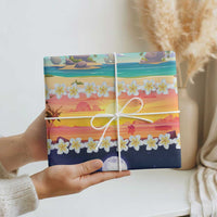 Hawaii Beach Landscape Time-Lapse Wrapping Paper Tropical Plumeria Flowers - Polynesian Pride