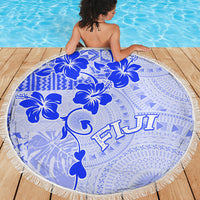 Fiji Masi With Hibiscus Tapa Tribal Beach Blanket Blue Pastel LT01 - Polynesian Pride