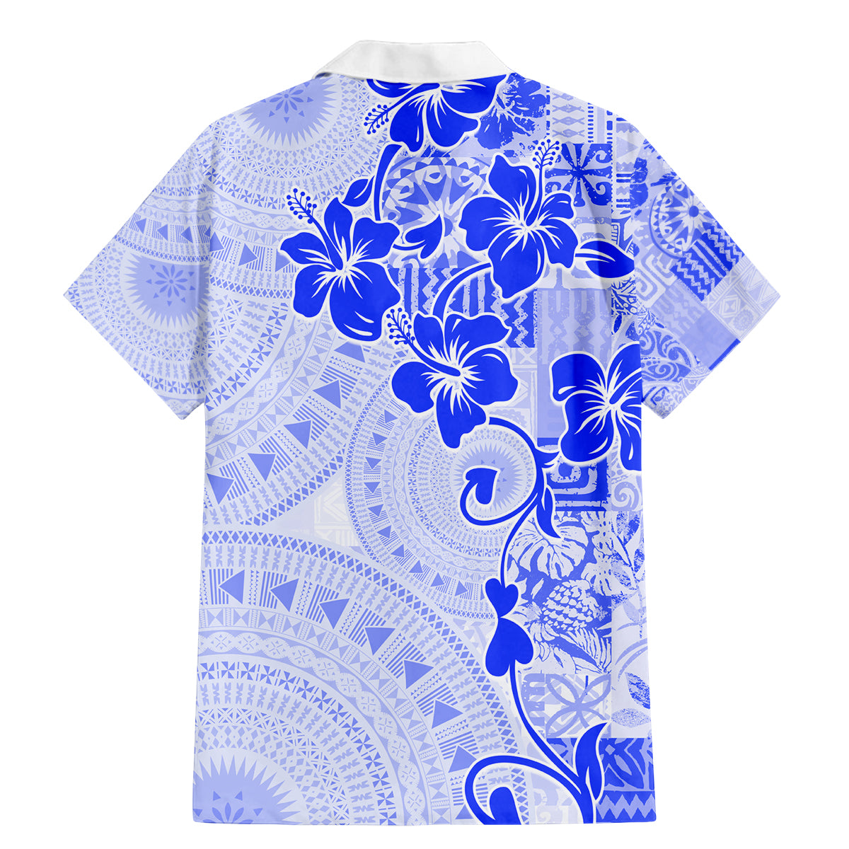 Fiji Masi With Hibiscus Tapa Tribal Family Matching Mermaid Dress and Hawaiian Shirt Blue Pastel LT01 - Polynesian Pride