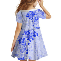Fiji Masi With Hibiscus Tapa Tribal Family Matching Puletasi Dress and Hawaiian Shirt Blue Pastel LT01 - Polynesian Pride