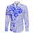 Fiji Masi With Hibiscus Tapa Tribal Family Matching Short Sleeve Bodycon Dress and Hawaiian Shirt Blue Pastel LT01 Dad's Shirt - Long Sleeve Blue - Polynesian Pride