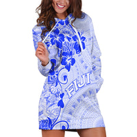 Fiji Masi With Hibiscus Tapa Tribal Hoodie Dress Blue Pastel LT01 Blue - Polynesian Pride