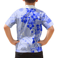 Fiji Masi With Hibiscus Tapa Tribal Kid Hawaiian Shirt Blue Pastel LT01 - Polynesian Pride