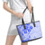 Fiji Masi With Hibiscus Tapa Tribal Leather Tote Bag Blue Pastel LT01 - Polynesian Pride