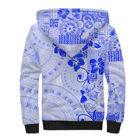 Fiji Masi With Hibiscus Tapa Tribal Sherpa Hoodie Blue Pastel LT01 - Polynesian Pride