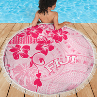 Fiji Masi With Hibiscus Tapa Tribal Beach Blanket Pink Pastel LT01 - Polynesian Pride