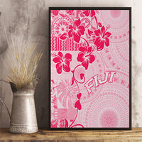 Fiji Masi With Hibiscus Tapa Tribal Canvas Wall Art Pink Pastel LT01 - Polynesian Pride