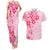 Fiji Masi With Hibiscus Tapa Tribal Couples Matching Tank Maxi Dress and Hawaiian Shirt Pink Pastel LT01 Pink - Polynesian Pride