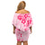 Fiji Masi With Hibiscus Tapa Tribal Family Matching Off Shoulder Short Dress and Hawaiian Shirt Pink Pastel LT01 - Polynesian Pride