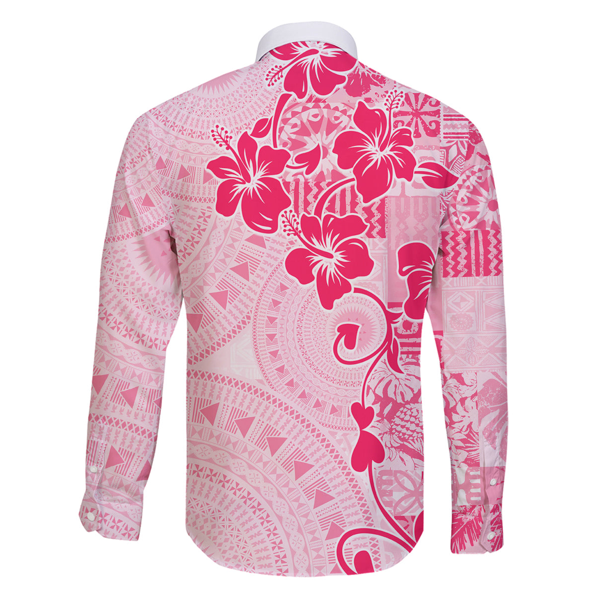 Fiji Masi With Hibiscus Tapa Tribal Family Matching Tank Maxi Dress and Hawaiian Shirt Pink Pastel LT01 - Polynesian Pride