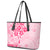 Fiji Masi With Hibiscus Tapa Tribal Leather Tote Bag Pink Pastel LT01 - Polynesian Pride