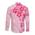 Fiji Masi With Hibiscus Tapa Tribal Long Sleeve Button Shirt Pink Pastel LT01 - Polynesian Pride