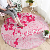 Fiji Masi With Hibiscus Tapa Tribal Round Carpet Pink Pastel LT01 - Polynesian Pride