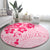 Fiji Masi With Hibiscus Tapa Tribal Round Carpet Pink Pastel LT01 - Polynesian Pride